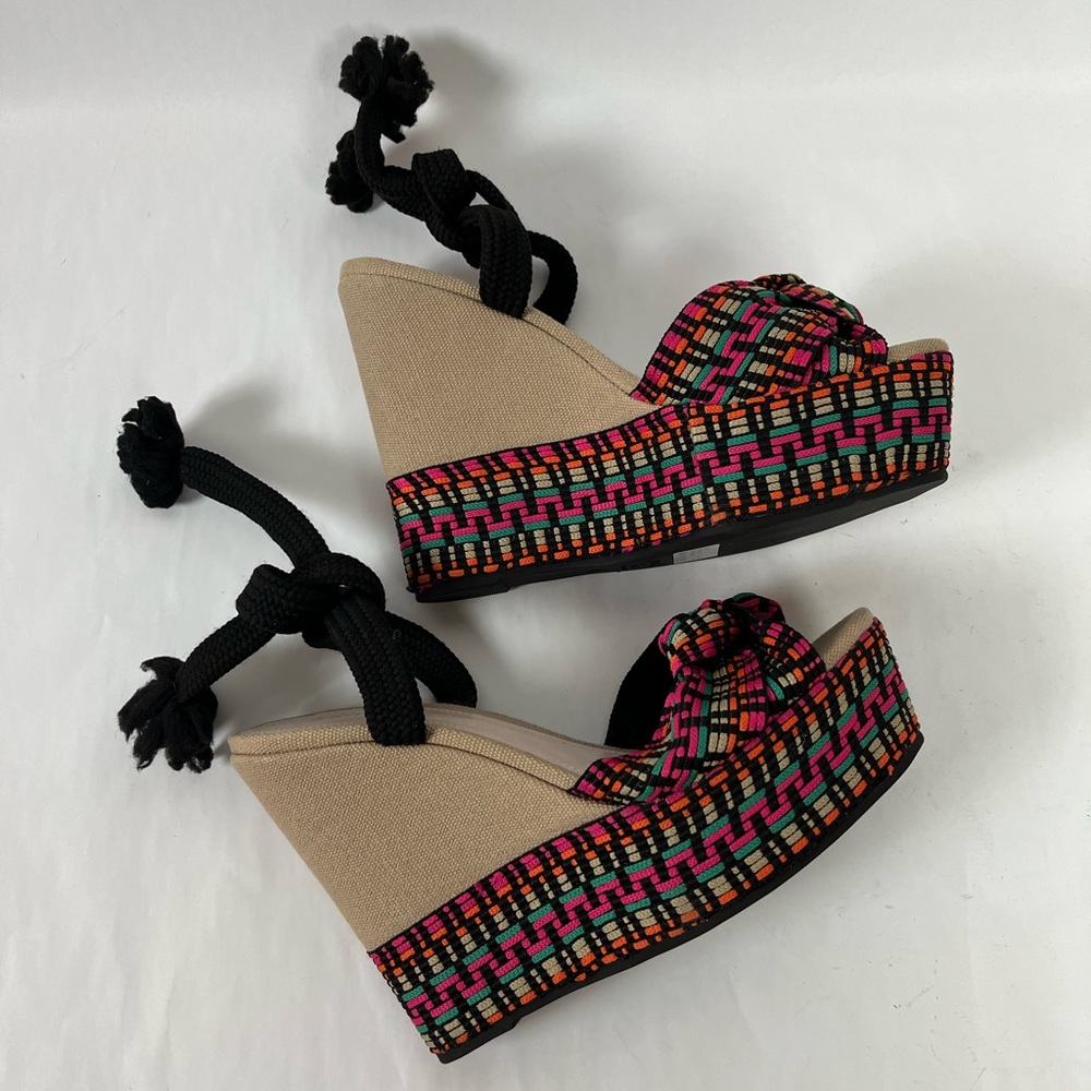 Schutz Deluna Ankle Tie Espadrille Wedge Sandals - Picture 6 of 9